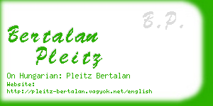 bertalan pleitz business card